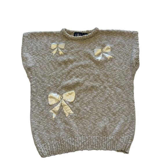Vintage Sweater Vest Womens Size Medium Bows Cottage Winter Wear - Picture 1 of 7